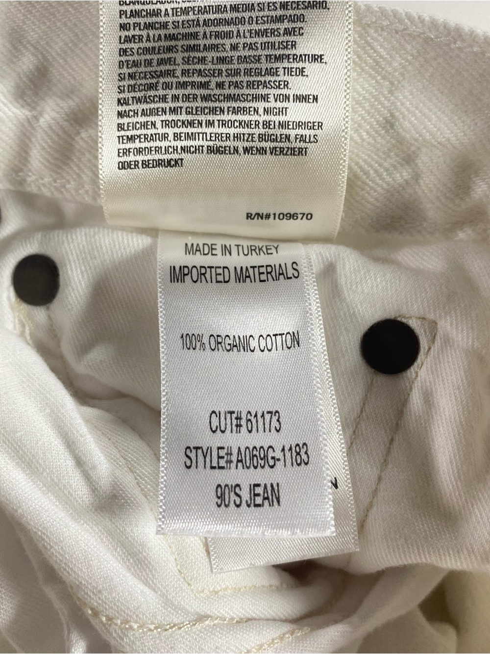 AGOLDE 90s Loose Fit 24 Enamel White Distressed Straight Leg Jeans Grunge Thrash - Picture 6 of 15